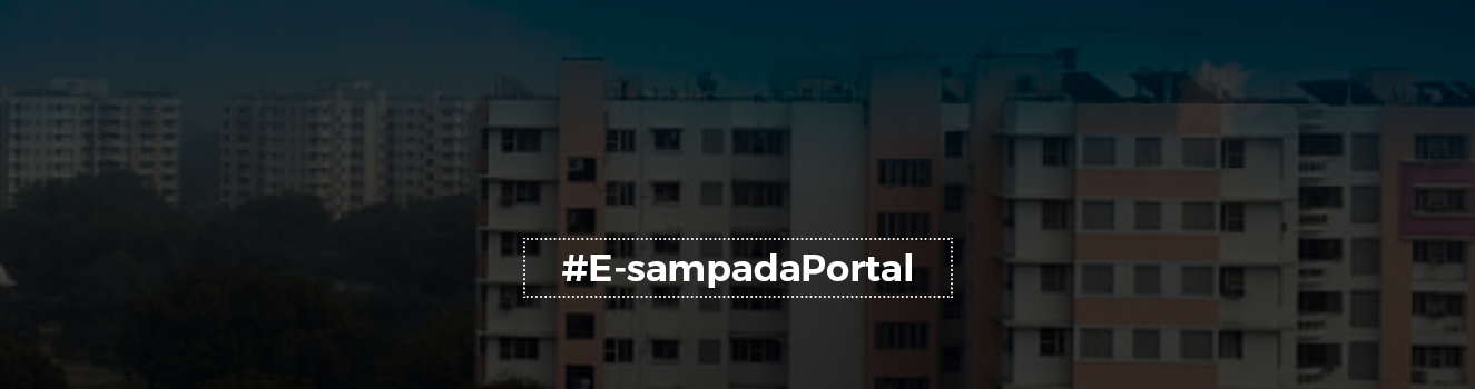 How can I apply for government housing through the E-sampada portal?
